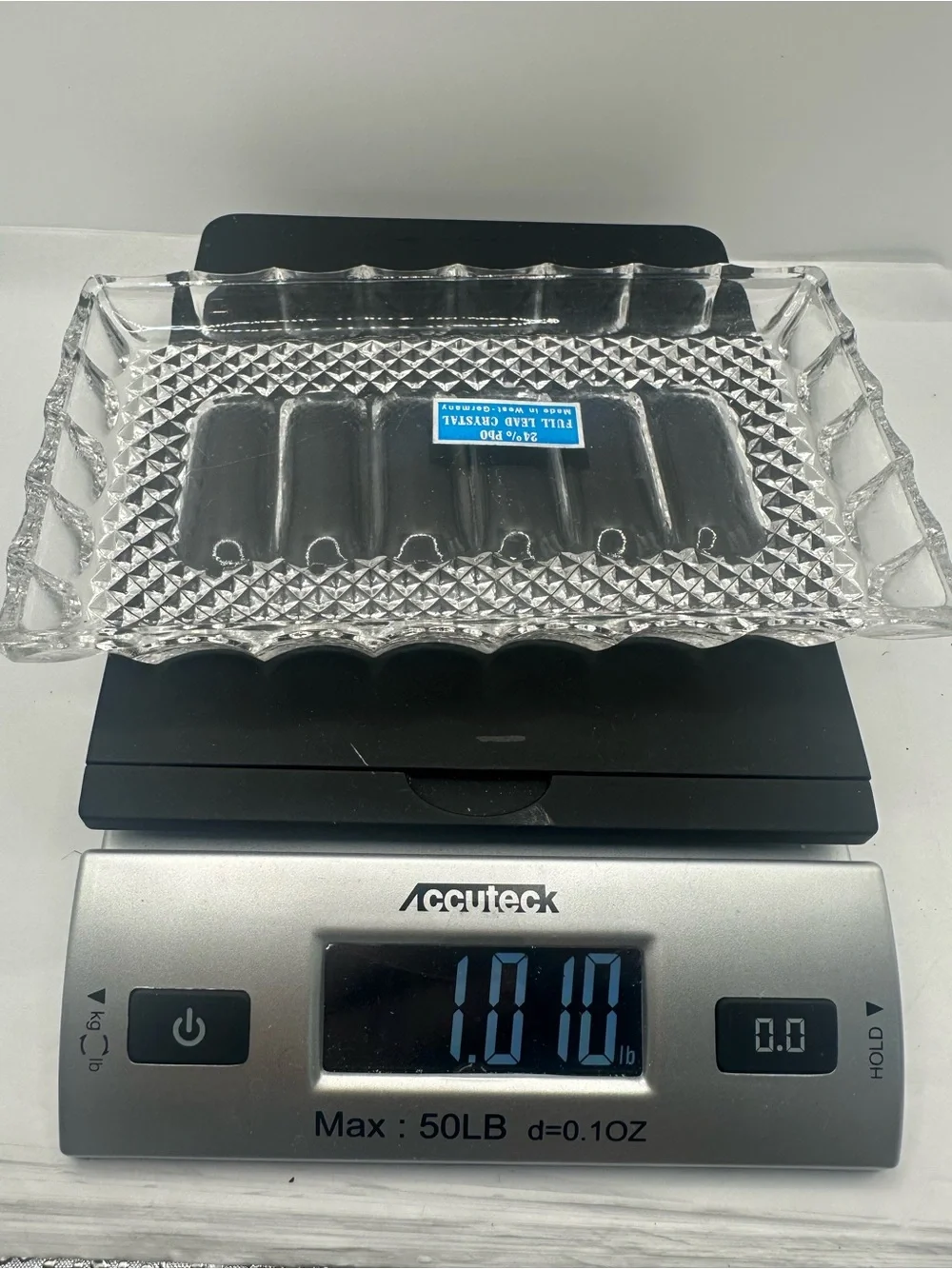 Clear Lead Crystal Rectangular Serving Tray- West Germany